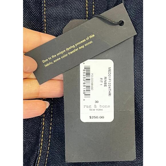 NWT Rag & Bone 'FIT 1' Men's Extra Slim Fit Jeans Indigo Rinse Selvedge sz. 30 - Picture 9 of 9